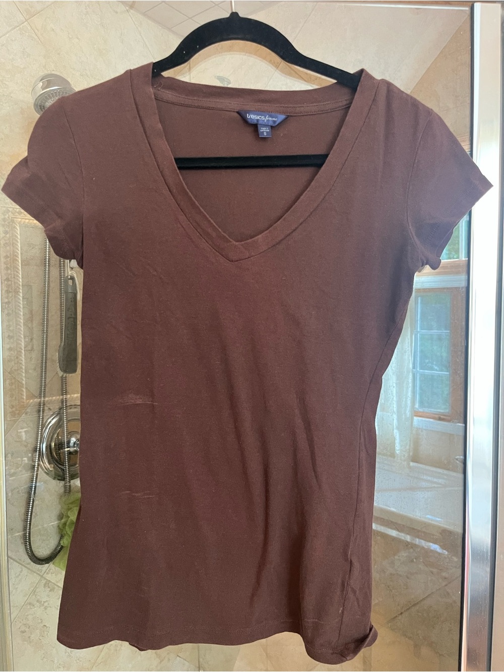 Tresics Brown V-Neck Short Sleeve Tee